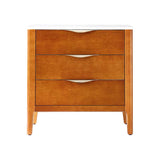 Floriana Modern 3-Drawer Nightstand  with Marble Top & USB Ports Spacious Storage