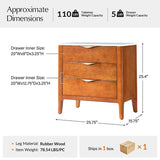 Floriana Modern 3-Drawer Nightstand  with Marble Top & USB Ports Spacious Storage