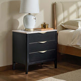 Floriana Modern 3-Drawer Nightstand  with Marble Top & USB Ports Spacious Storage