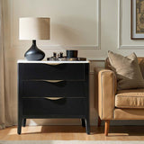Floriana Modern 3-Drawer Nightstand  with Marble Top & USB Ports Spacious Storage