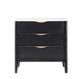 Floriana Modern 3-Drawer Nightstand  with Marble Top & USB Ports Spacious Storage