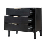Floriana Modern 3-Drawer Nightstand  with Marble Top & USB Ports Spacious Storage