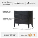 Floriana Modern 3-Drawer Nightstand  with Marble Top & USB Ports Spacious Storage
