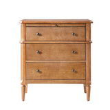 Griselda Transitional 3-Drawer Nightstand with Hidden Compartment, Pull-Out Tray & Power Outlet  Solid Wood Elegance