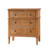 Griselda Transitional 3-Drawer Nightstand with Hidden Compartment, Pull-Out Tray & Power Outlet  Solid Wood Elegance