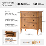 Griselda Transitional 3-Drawer Nightstand with Hidden Compartment, Pull-Out Tray & Power Outlet  Solid Wood Elegance