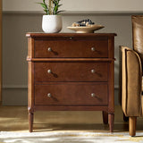 Griselda Transitional 3-Drawer Nightstand with Hidden Compartment, Pull-Out Tray & Power Outlet  Solid Wood Elegance