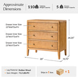 Andrea Modern 3-Drawer Nightstand with USB/Type-C Outlet Bedside Storage