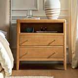Andrea Modern 2-Drawer Nightstand with USB/Type-C Outlet Bedside Storage