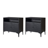 Beath 2-Drawer Nightstand with Open Top Shelf & Rear Charging Port(Optional Types)