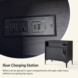 Beath 2-Drawer Nightstand with Open Top Shelf & Rear Charging Port(Optional Types)