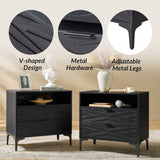 Beath 2-Drawer Nightstand with Open Top Shelf & Rear Charging Port(Optional Types)