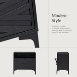 Beath 2-Drawer Nightstand with Open Top Shelf & Rear Charging Port(Optional Types)