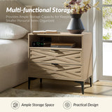 Beath 2-Drawer Nightstand with Open Top Shelf & Rear Charging Port(Optional Types)