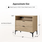 Beath 2-Drawer Nightstand with Open Top Shelf & Rear Charging Port(Optional Types)