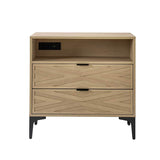 Beath 2-Drawer Nightstand with Open Top Shelf & Rear Charging Port(Optional Types)
