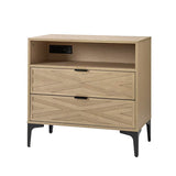 Beath 2-Drawer Nightstand with Open Top Shelf & Rear Charging Port(Optional Types)