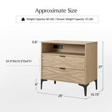 Beath 2-Drawer Nightstand with Open Top Shelf & Rear Charging Port(Optional Types)