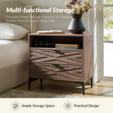 Beath 2-Drawer Nightstand with Open Top Shelf & Rear Charging Port(Optional Types)