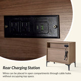 Beath 2-Drawer Nightstand with Open Top Shelf & Rear Charging Port(Optional Types)