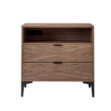 Beath 2-Drawer Nightstand with Open Top Shelf & Rear Charging Port(Optional Types)