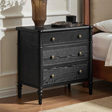 Derk Fluted Fronts Transitional Nightstand and End Table with Drawers and USB/Type-C Outlets