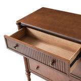 Derk Fluted Fronts Transitional Nightstand and End Table with Drawers and USB/Type-C Outlets