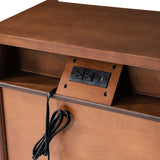 Derk Fluted Fronts Transitional Nightstand and End Table with Drawers and USB/Type-C Outlets