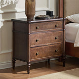 Derk Fluted Fronts Transitional Nightstand and End Table with Drawers and USB/Type-C Outlets