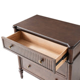 Derk Fluted Fronts Transitional Nightstand and End Table with Drawers and USB/Type-C Outlets