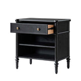 Derk Fluted Fronts Transitional Nightstand and End Table with Drawers and USB/Type-C Outlets
