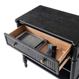 Derk Fluted Fronts Transitional Nightstand and End Table with Drawers and USB/Type-C Outlets