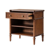 Derk Fluted Fronts Transitional Nightstand and End Table with Drawers and USB/Type-C Outlets