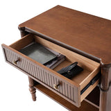 Derk Fluted Fronts Transitional Nightstand and End Table with Drawers and USB/Type-C Outlets