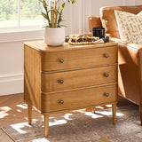 Modern Nightstand with Power Outlet & Curved Design