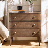 Modern Nightstand with Power Outlet & Curved Design