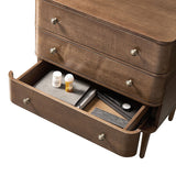 Modern Nightstand with Power Outlet & Curved Design