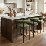 New York 24" Velvet Counter Stool with Arms (Set of 3)