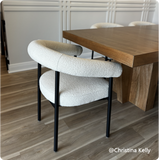 Dwen & New York 35" Round & Boucle Dining Table Set for 2 (3-Piece)