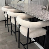 New York 24" Boucle Counter Stool with Arms (Set of 2)
