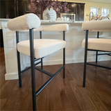New York 24" Boucle Counter Stool with Arms (Set of 3)