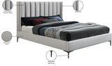 Nadia Velvet Bed - Luxe Wingback Design with High Tufted Headboard and Matte Black Metal Legs