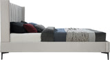 Nadia Velvet Bed - Luxe Wingback Design with High Tufted Headboard and Matte Black Metal Legs