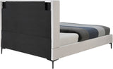 Nadia Velvet Bed - Luxe Wingback Design with High Tufted Headboard and Matte Black Metal Legs