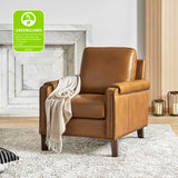 Nathaniel Transitional Style Genuine Leather Armchair