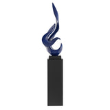 Flame 65" Tall Floor Sculpture // Blue with Black Stand