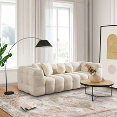 Alana Tufted Ivory Boucle Sofa