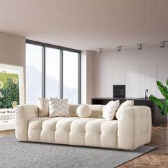 Alana Tufted Ivory Boucle Sofa