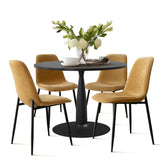 Haven & Oslo 35" Black Round Dining Table Set for 4 (5-Piece)