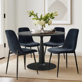 Haven & Oslo 35" Black Round Dining Table Set for 4 (5-Piece)